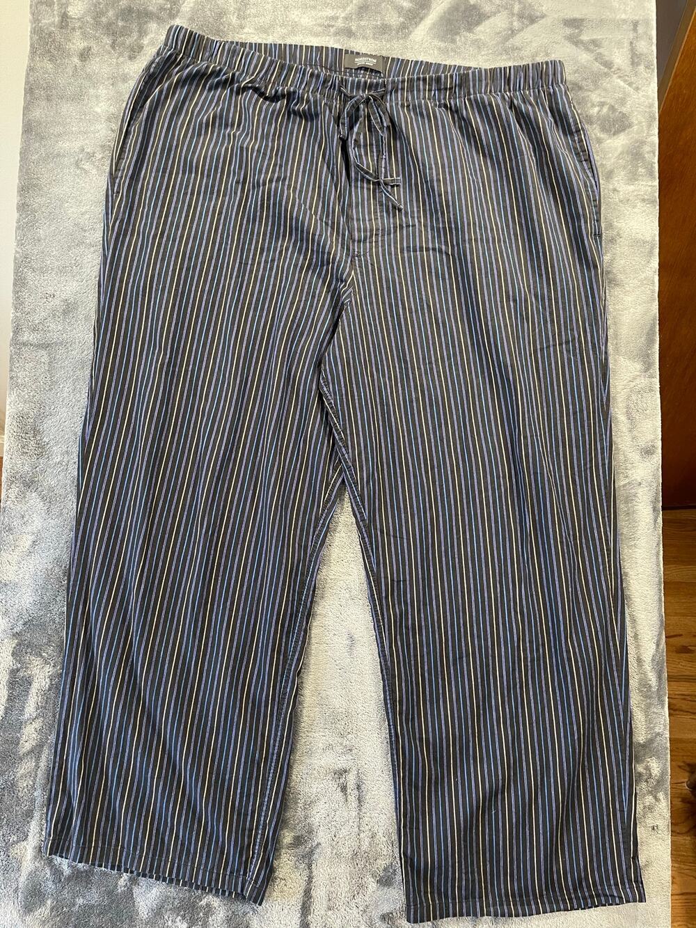 Nordstrom Men's Pajama Pants XXL 100% Cotton Blue White Striped Lounge Bottoms